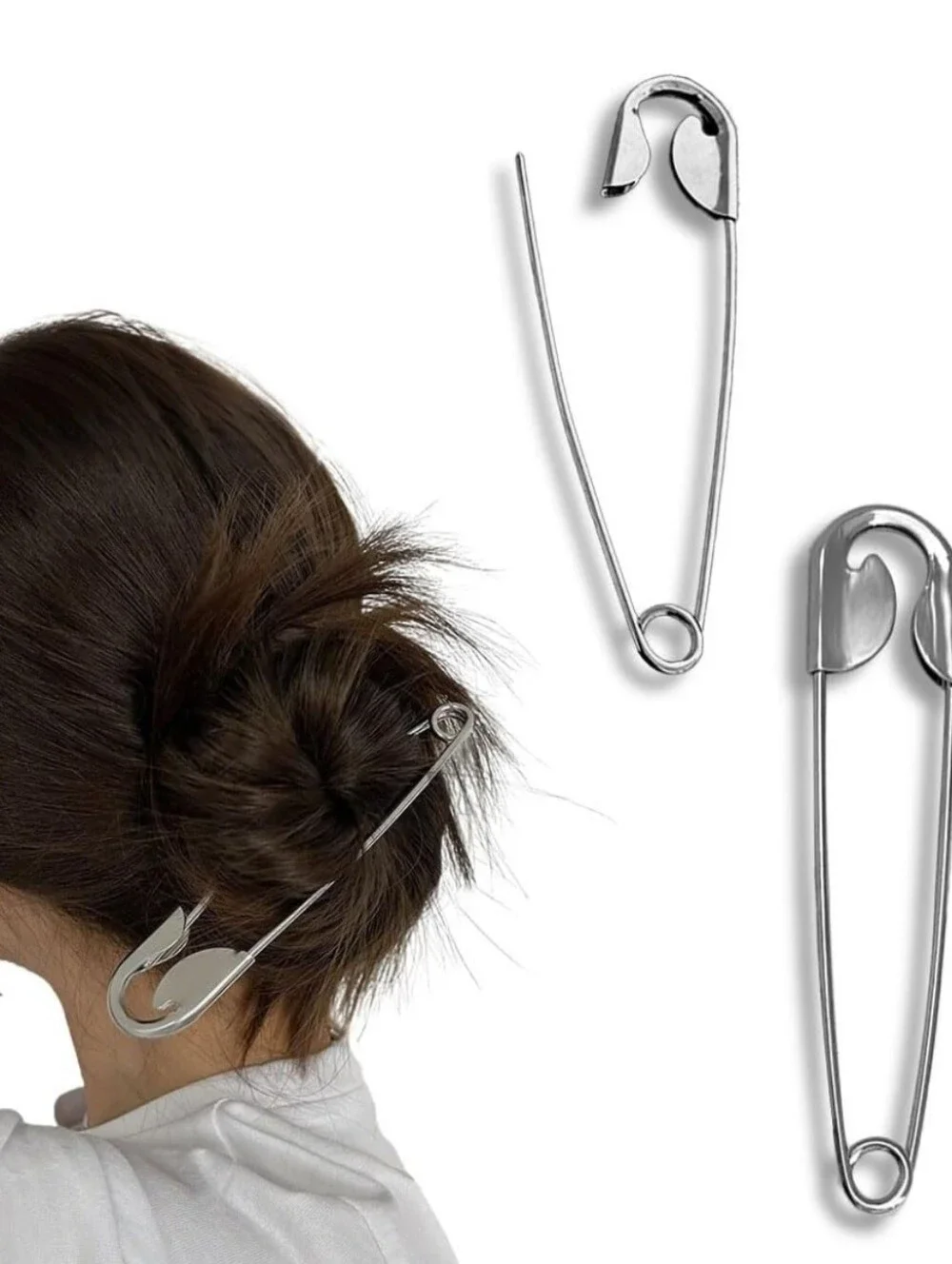 Silver Safety Pin Hair Clip - Set of 2